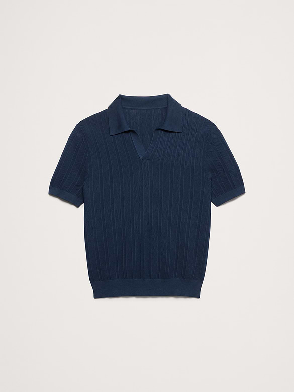 Textured Cotton Stripe Sweater Polo