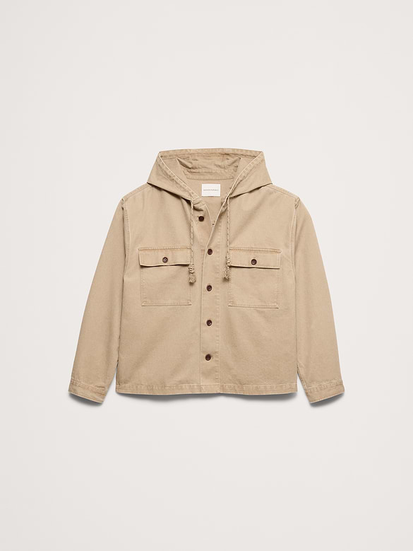 Cotton Twill Hooded Overshirt