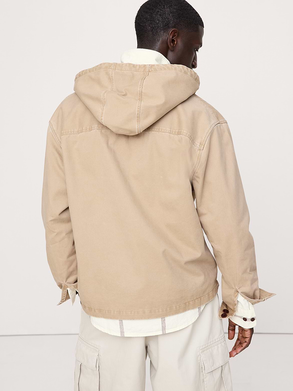 Cotton Twill Hooded Overshirt