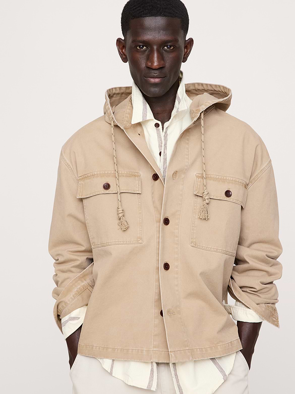 Cotton Twill Hooded Overshirt
