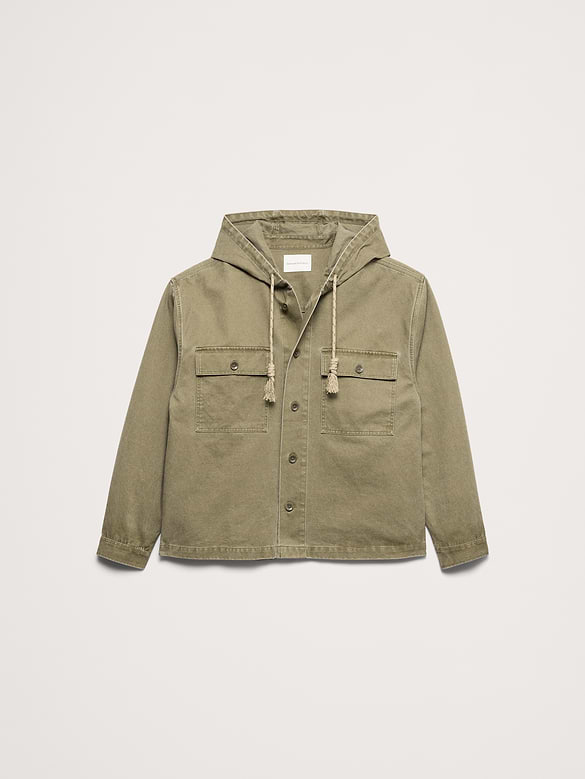 Cotton Twill Hooded Overshirt