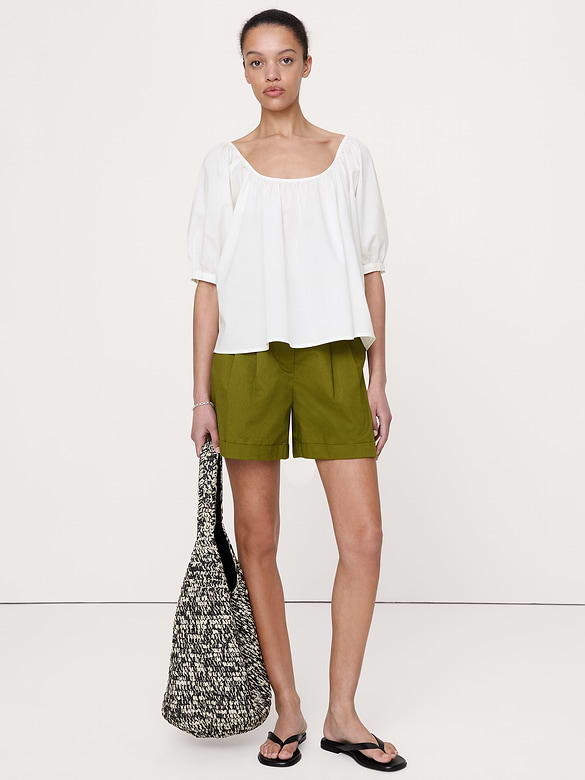 Breezy Cotton Scoop-Neck Top