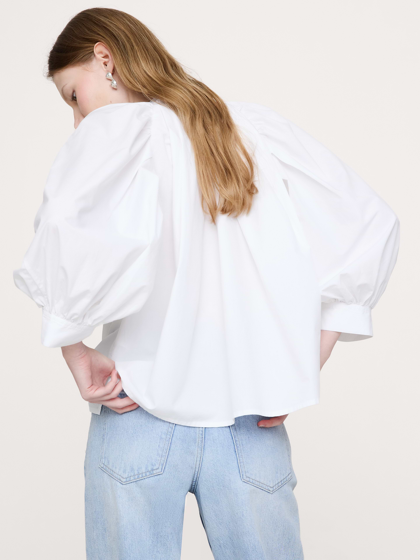 Image number 2 showing, Cotton Poplin Split-Neck Top