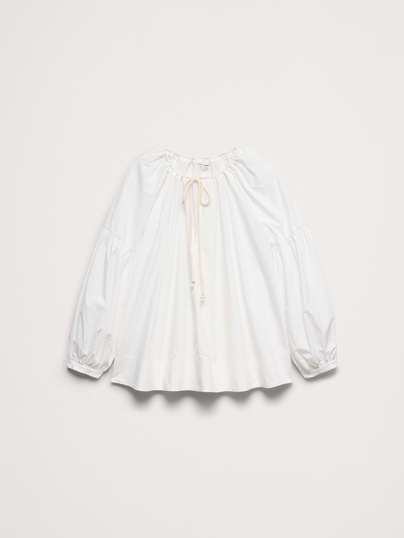 Cotton Poplin Drawstring Top