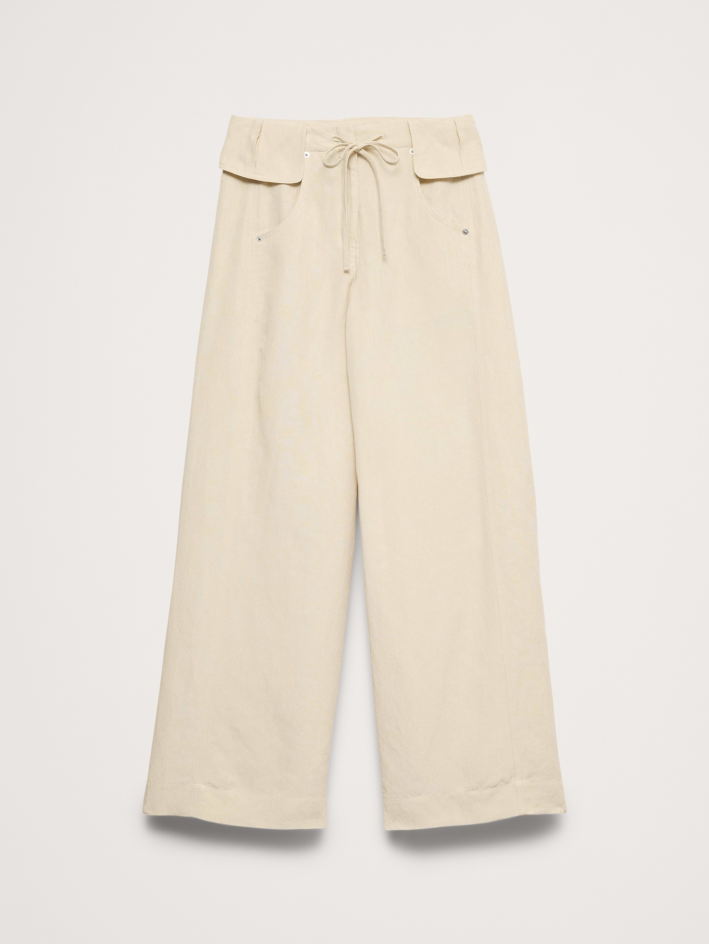 Image number 5 showing, Wide-Leg TENCEL™-Linen Pant with Foldover Waistband