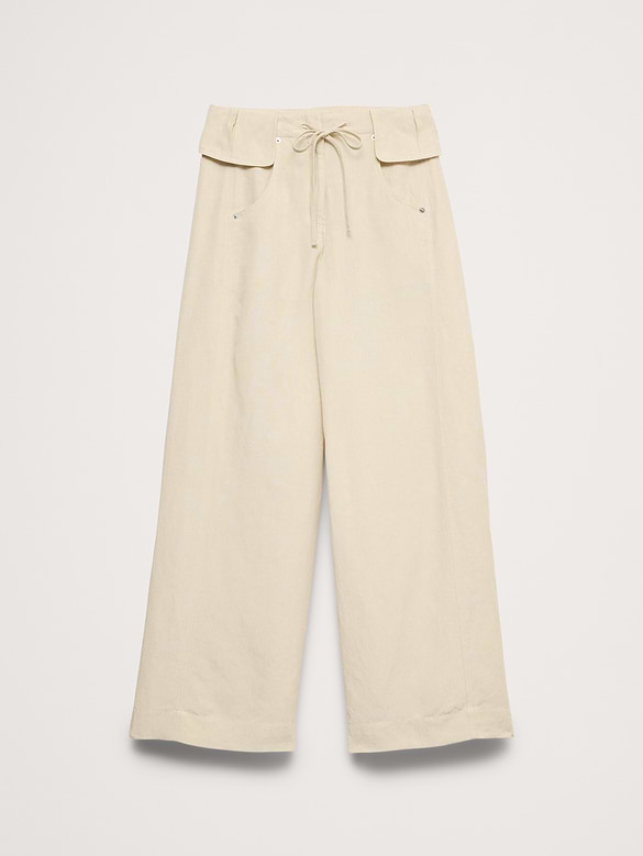 Wide-Leg TENCEL™-Linen Pant with Foldover Waistband