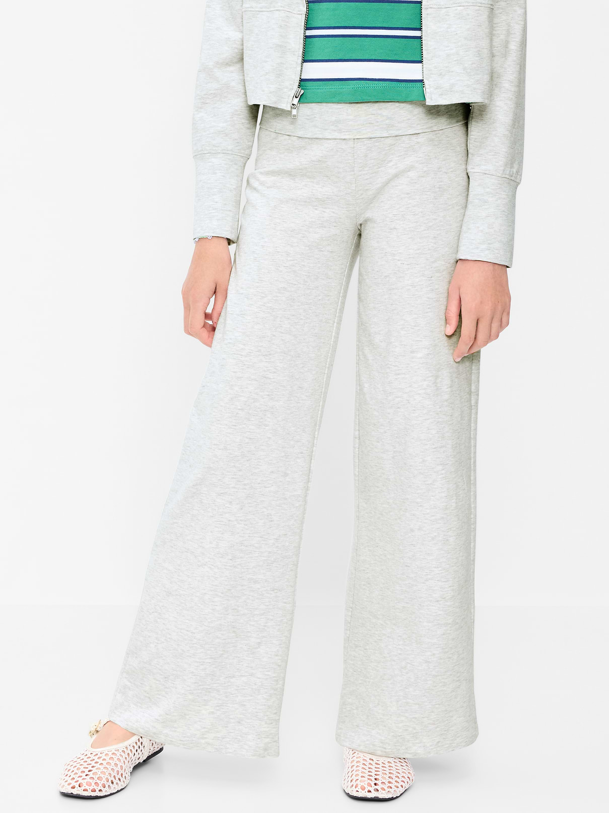 Image number 1 showing, Foldover Jersey Knit Wide-Leg Pants for Girls