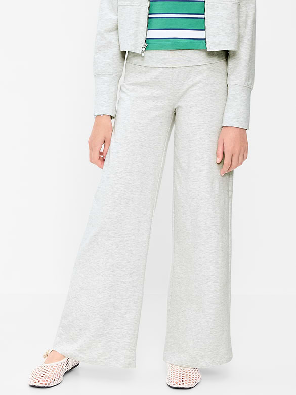 Foldover Jersey Knit Wide-Leg Pants for Girls