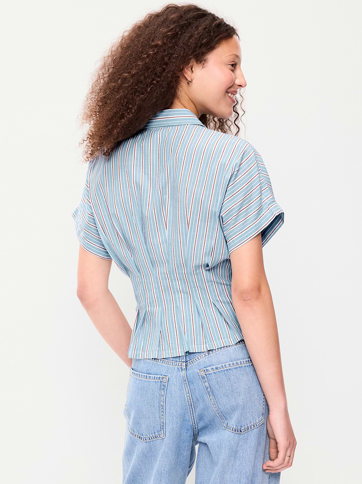 Image number 2 showing, Slim Short-Sleeve Cinched-Waist Button-Down Shirt