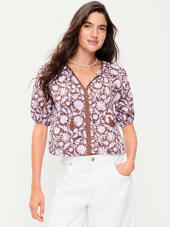 Short-Sleeve Beaded Top