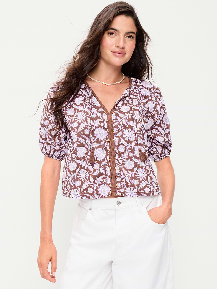 Image number 1 showing, Short-Sleeve Beaded Top