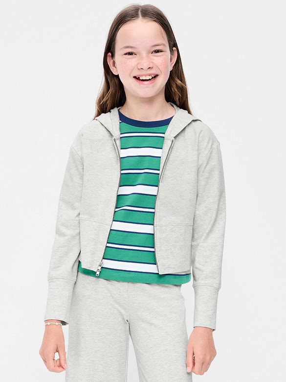 Fitted Cropped 2-Way-Zip Hoodie for Girls