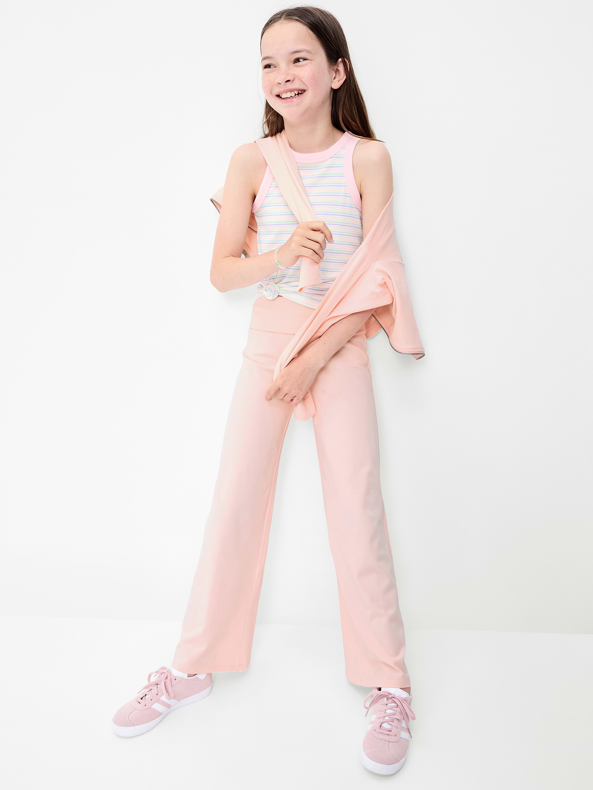 Image number 3 showing, Foldover Jersey Knit Wide-Leg Pants for Girls
