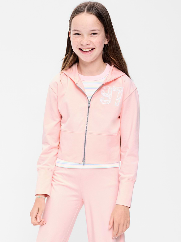 Fitted Cropped 2-Way-Zip Hoodie for Girls