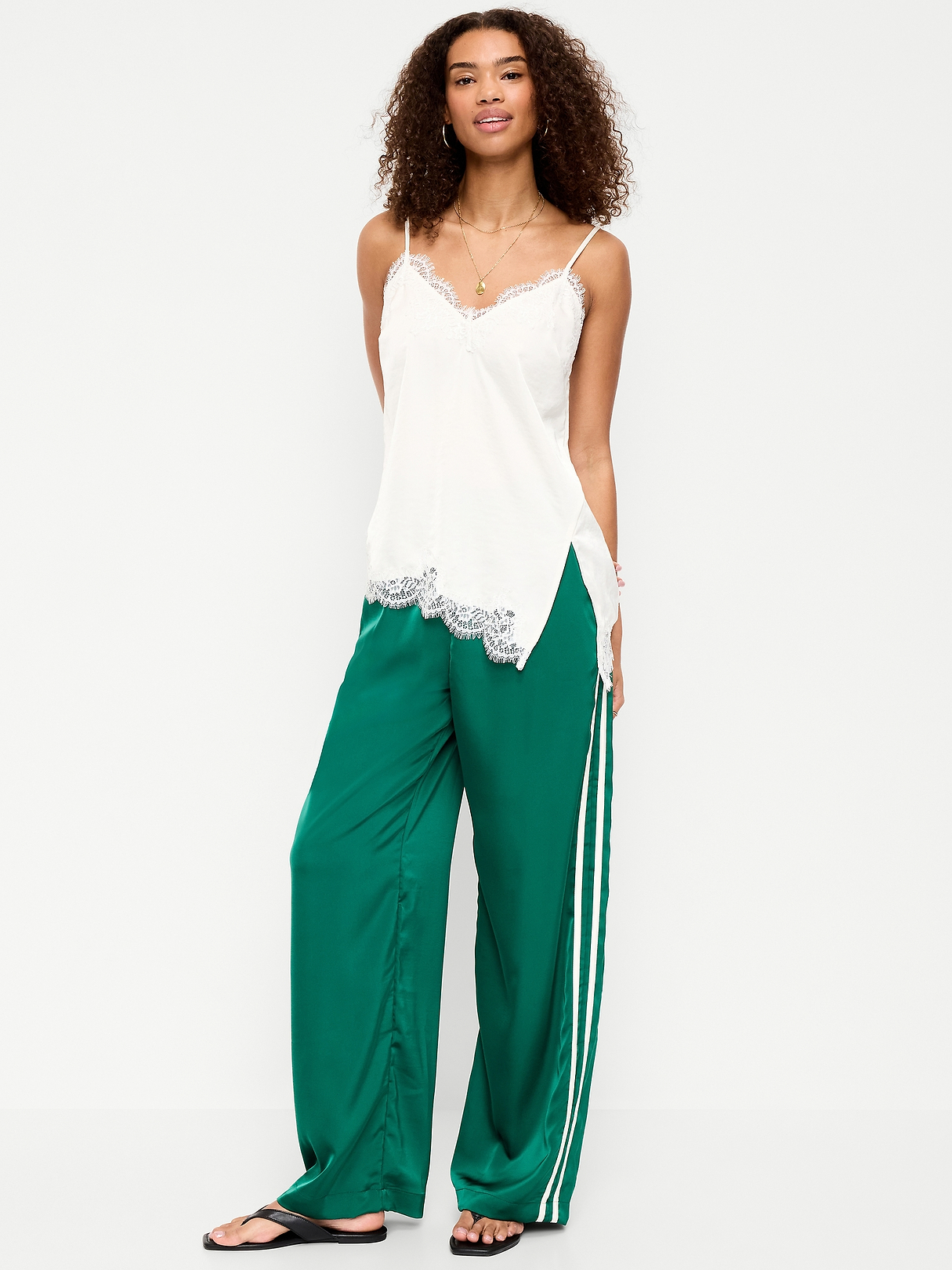 High-Waisted Satin Track Pants | Old Navy