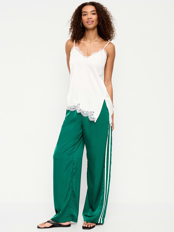 High-Waisted Satin Track Pants