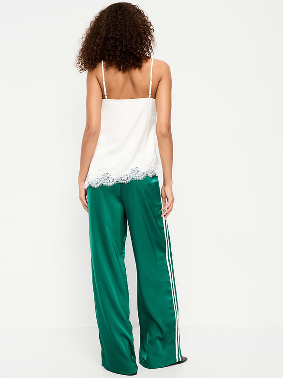 High-Waisted Satin Track Pants