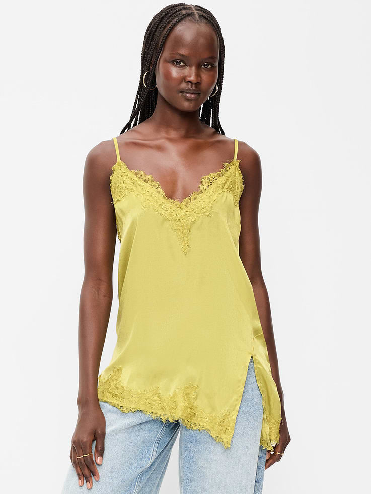 Image number 3 showing, Asymmetrical Lace-Trim Cami Top
