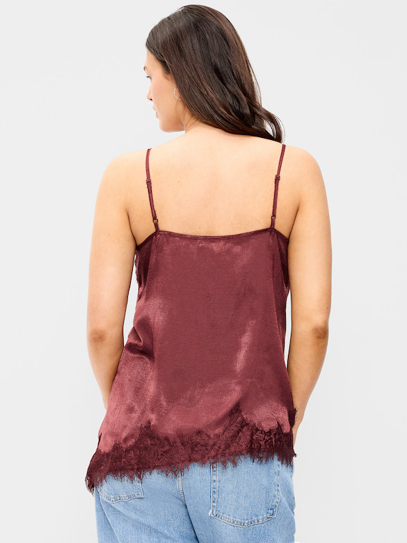 Asymmetrical Lace-Trim Cami Top