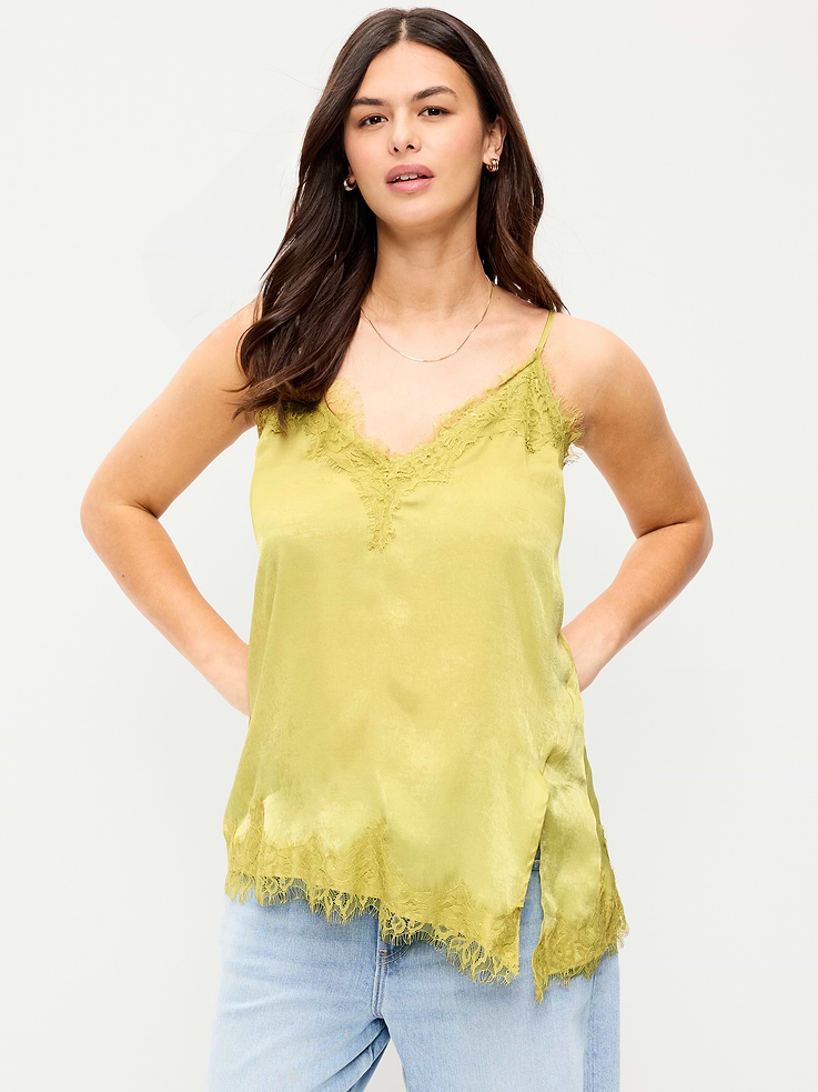 Image number 5 showing, Asymmetrical Lace-Trim Cami Top