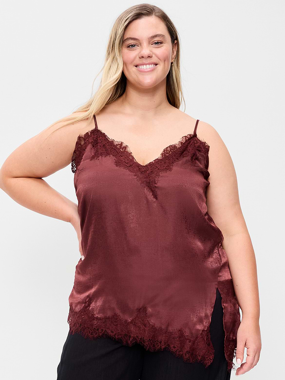 Asymmetrical Lace-Trim Cami Top