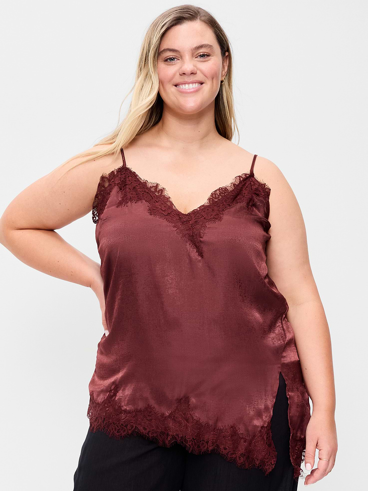 Image number 7 showing, Asymmetrical Lace-Trim Cami Top