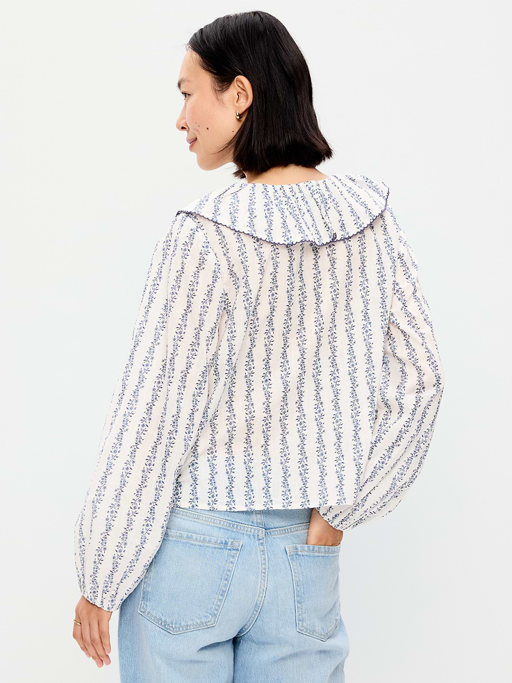 Image number 2 showing, Long-Sleeve Ruffle Tie-Neck Top