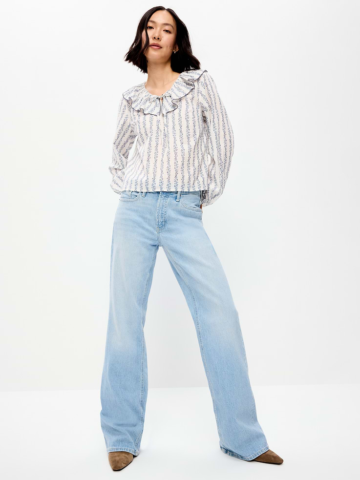 Image number 3 showing, Long-Sleeve Ruffle Tie-Neck Top