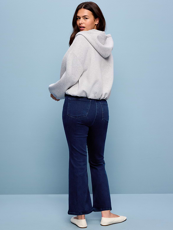 High-Waisted Weekender Pull-On Crop Flare Jeans
