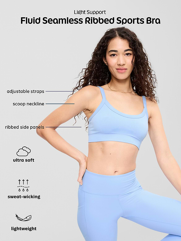 Light Support Fluid Seamless Ribbed Sports Bra