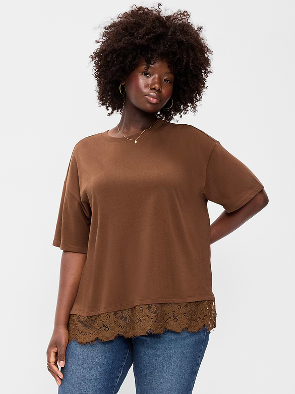 Oversized Lace Hem T-Shirt