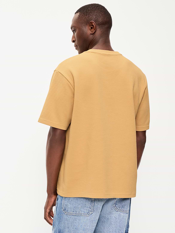 Loose Short-Sleeve Textured Waffle T-Shirt