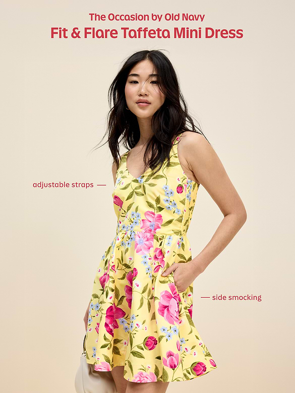 The Occasion by Old Navy Fit & Flare V-Neck Taffeta Mini Dress