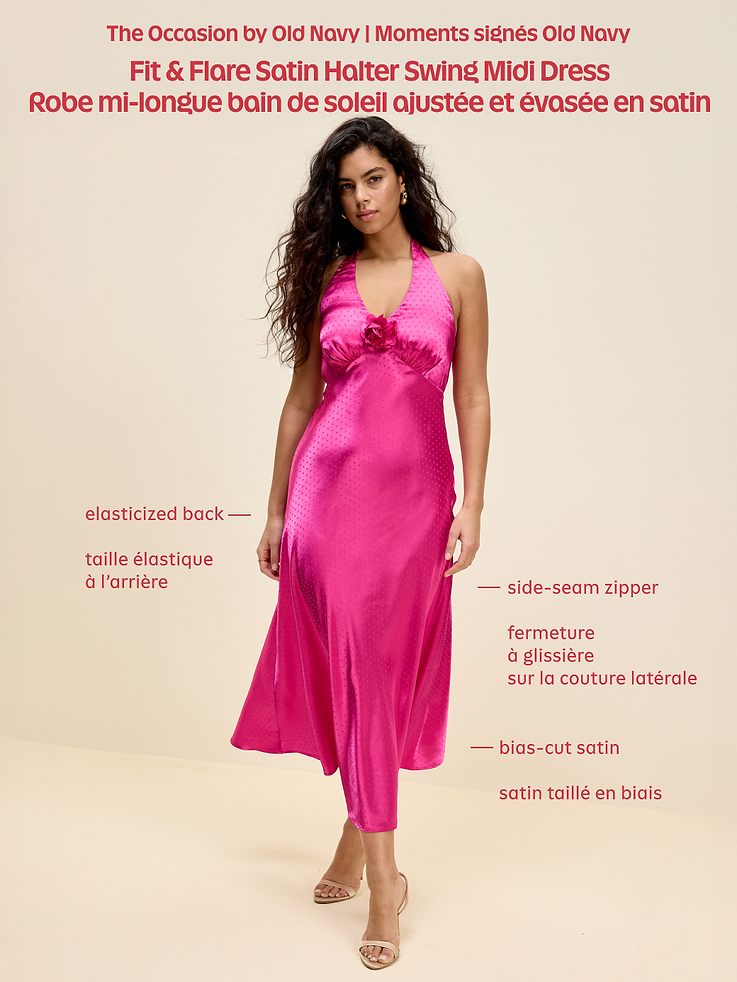 Image number 10 showing, The Occasion by Old Navy Fit and Flare Satin Halter Midi Dress