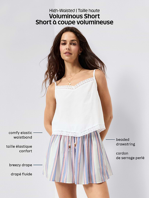 Jupe-short fluide à taille haute