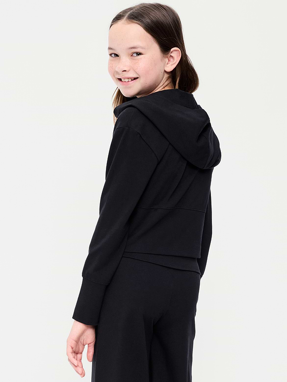 Fitted Cropped 2-Way-Zip Hoodie for Girls