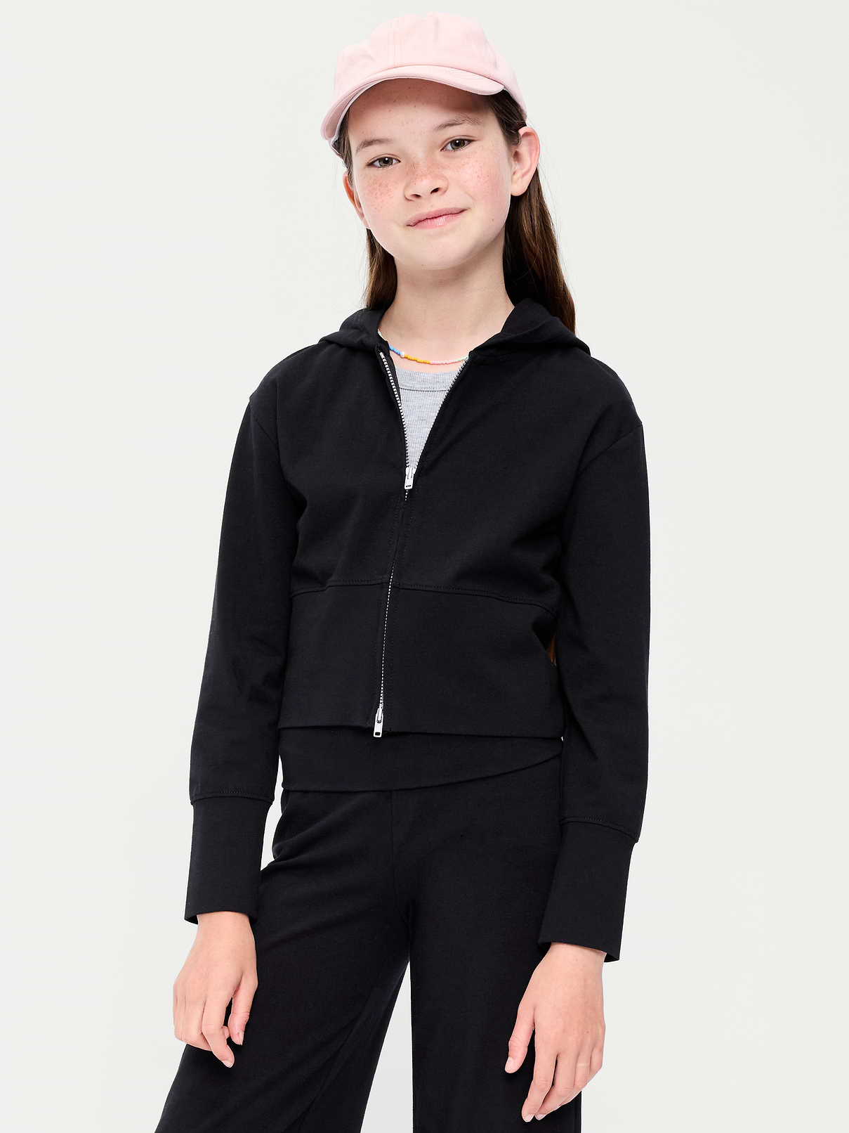 Image number 1 showing, Fitted Cropped 2-Way-Zip Hoodie for Girls