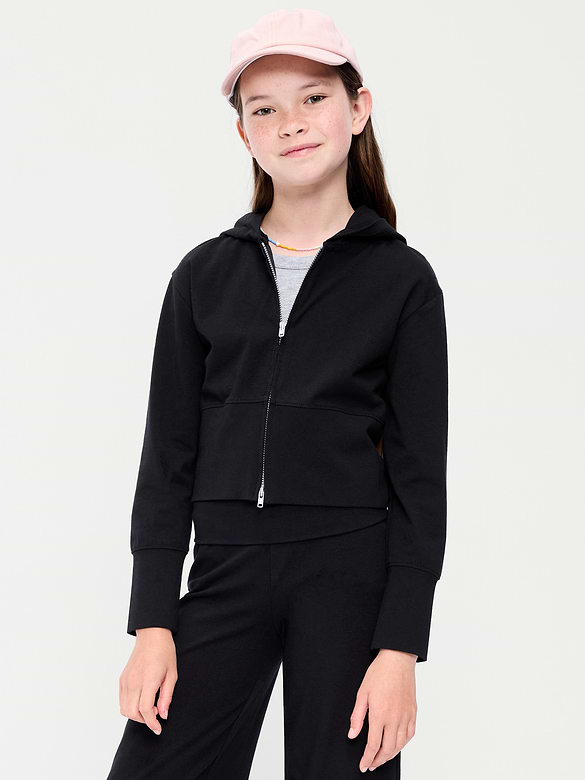 Fitted Cropped 2-Way-Zip Hoodie for Girls