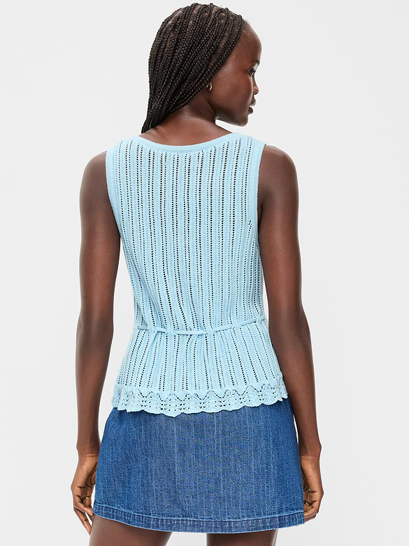 Seaside Cotton Pointelle Peplum Tank Top
