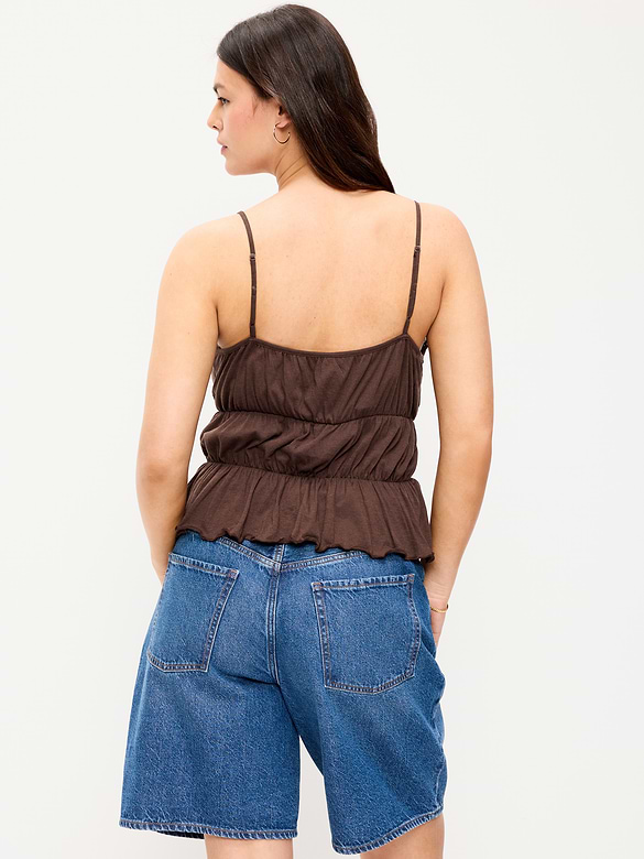 Lace-Trim Smocked-Waist Tank Top
