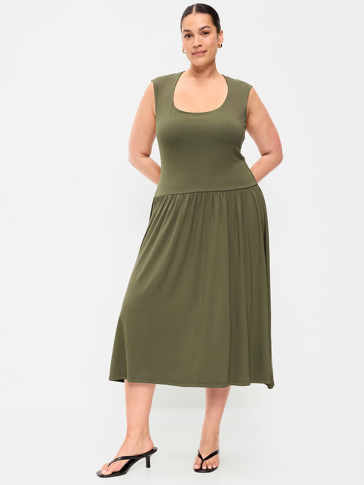 Image number 8 showing, Jersey Knit Drop-Waist Midi Dress