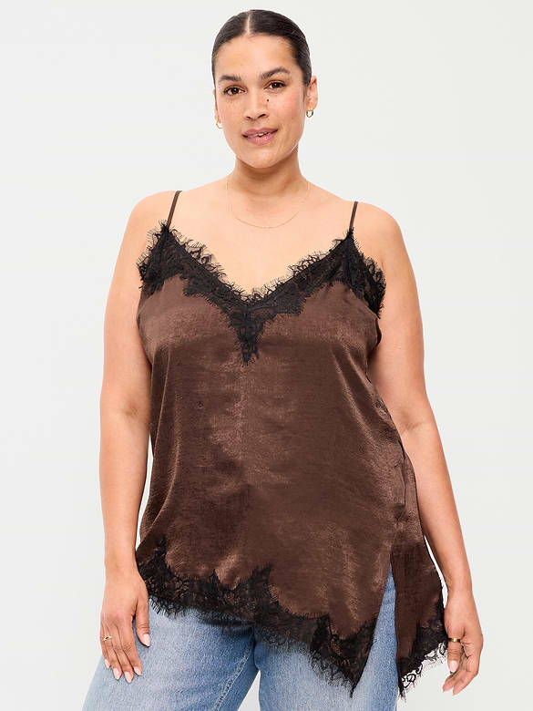 Asymmetrical Lace-Trim Cami Top