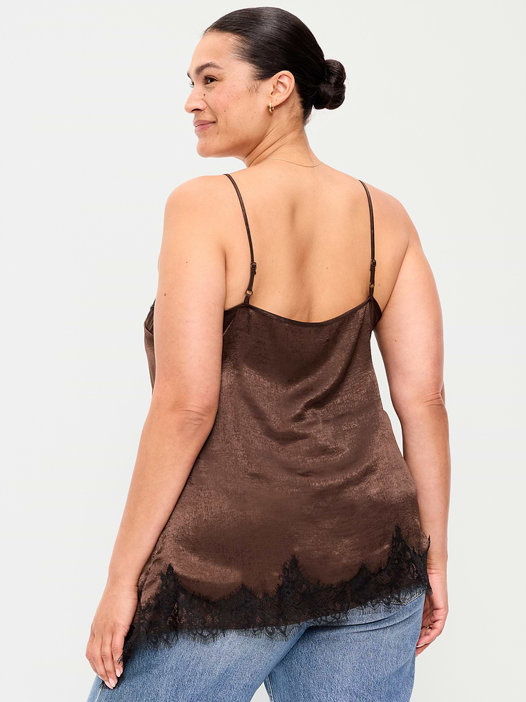 Image number 8 showing, Asymmetrical Lace-Trim Cami Top