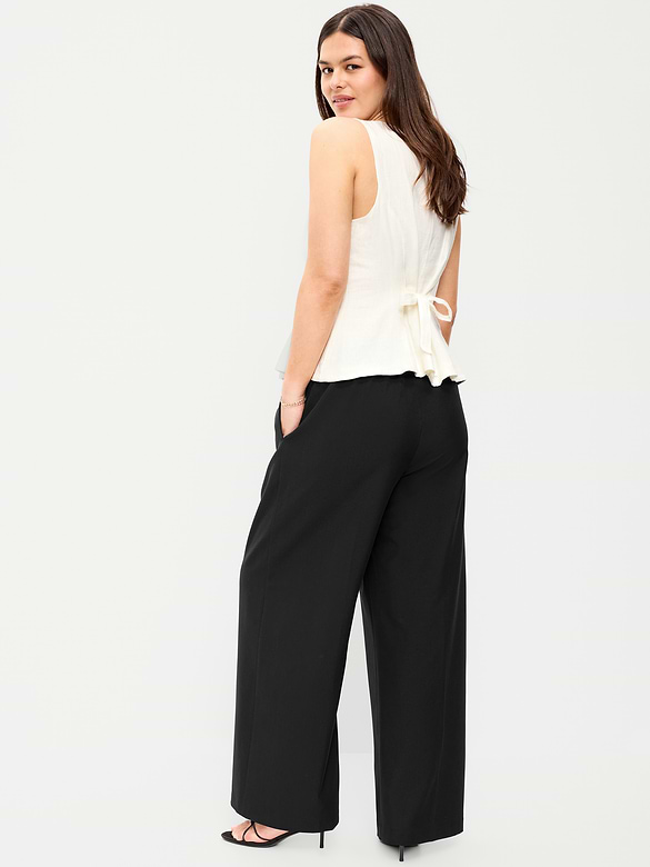 High-Waisted Wide-Leg Trouser Pants