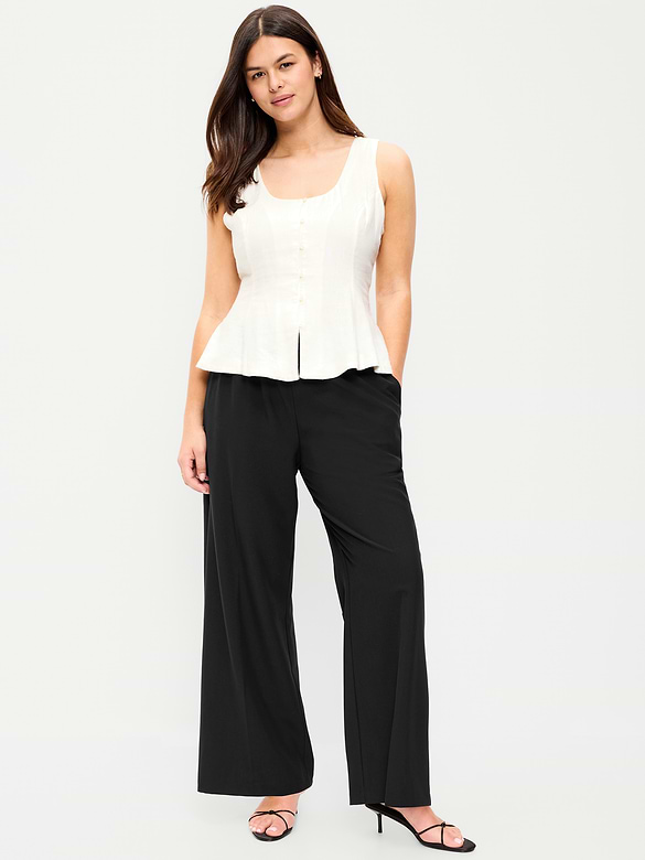 High-Waisted Wide-Leg Trouser Pants