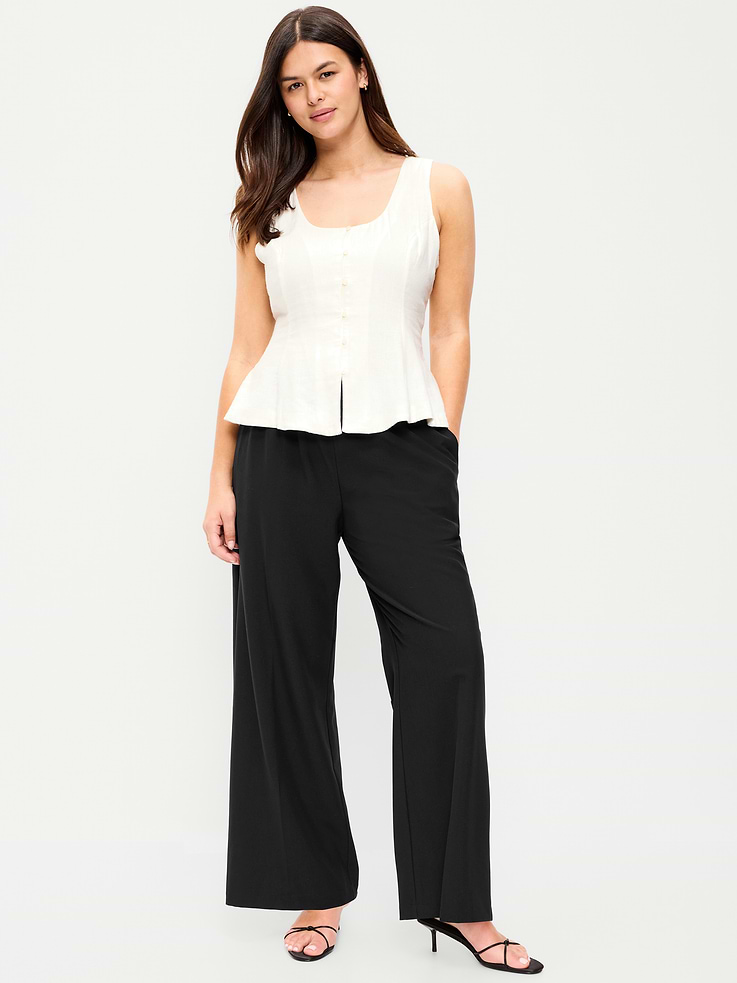L'image numéro 6 présente Pantalon tailleur coupe généreuse à jambe large et taille haute