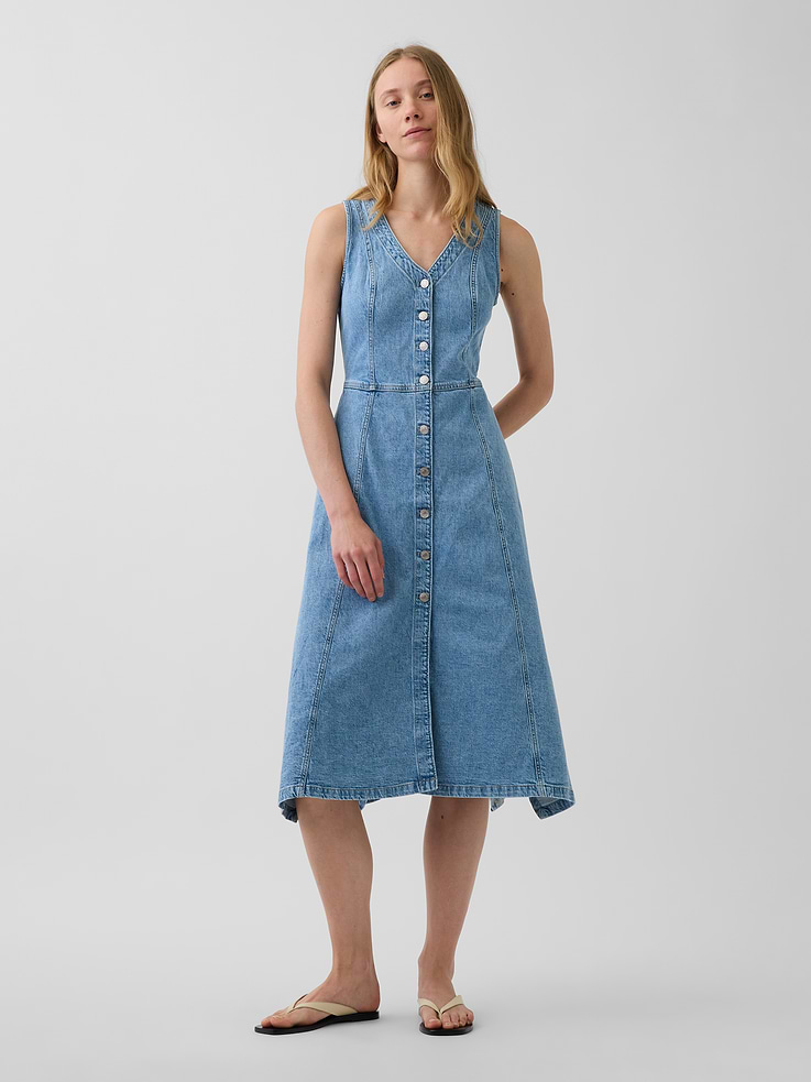 Image number 1 showing, Denim Handkerchief Midi Dress