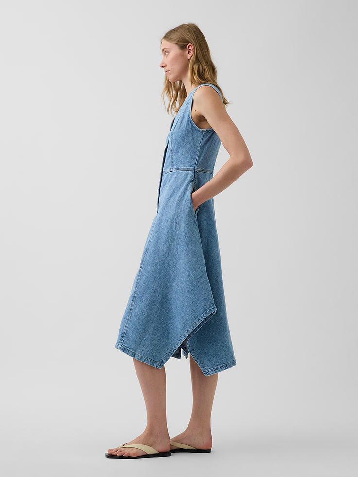Image number 3 showing, Denim Handkerchief Midi Dress