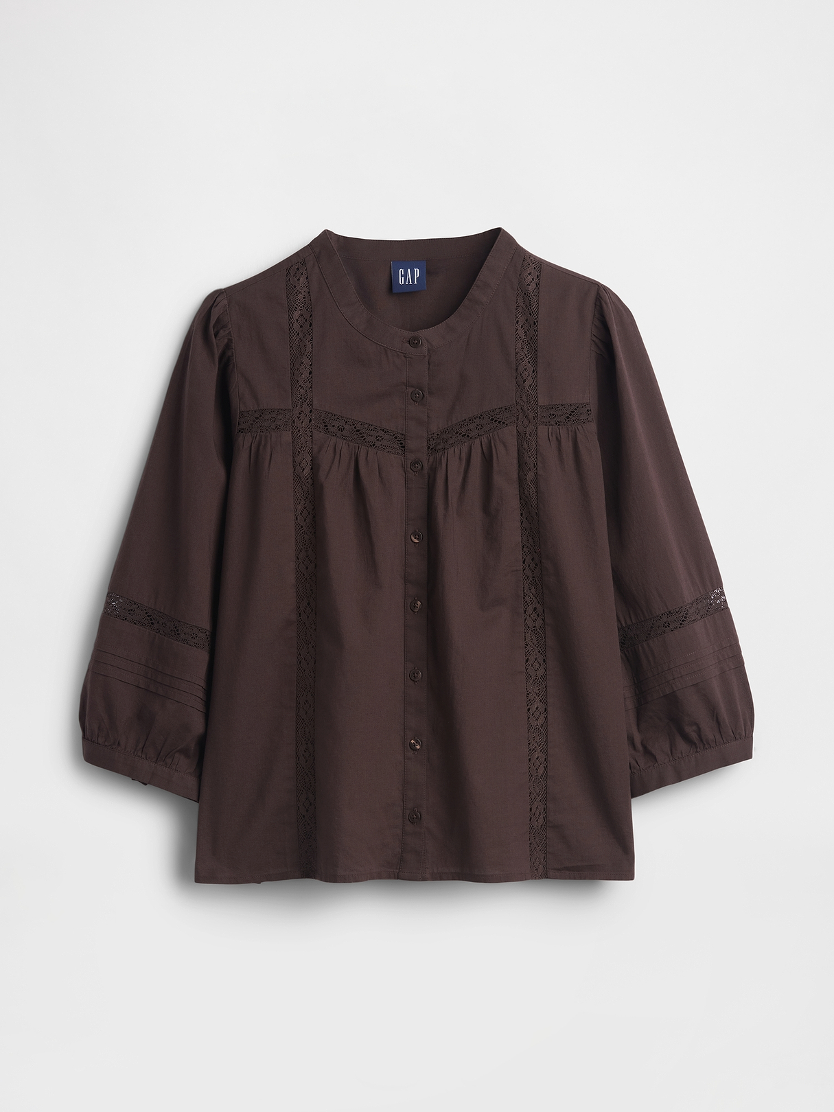 Lace-Trim Button-Front Swing Top | Gap