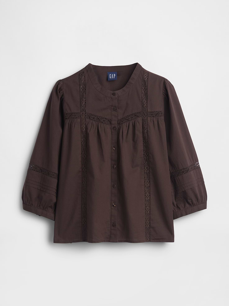 Image number 5 showing, Lace-Trim Button-Front Swing Top